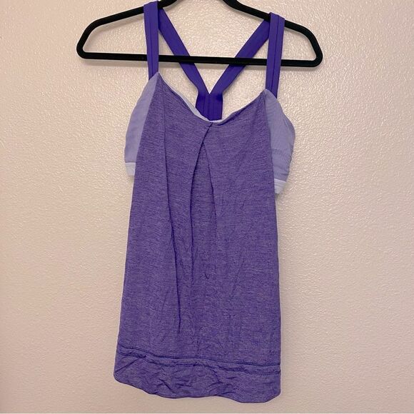 Lululemon purple Rest Less Heathered Bruised Berry Wee Stripe cinched tank 10 - Picture 2 of 10